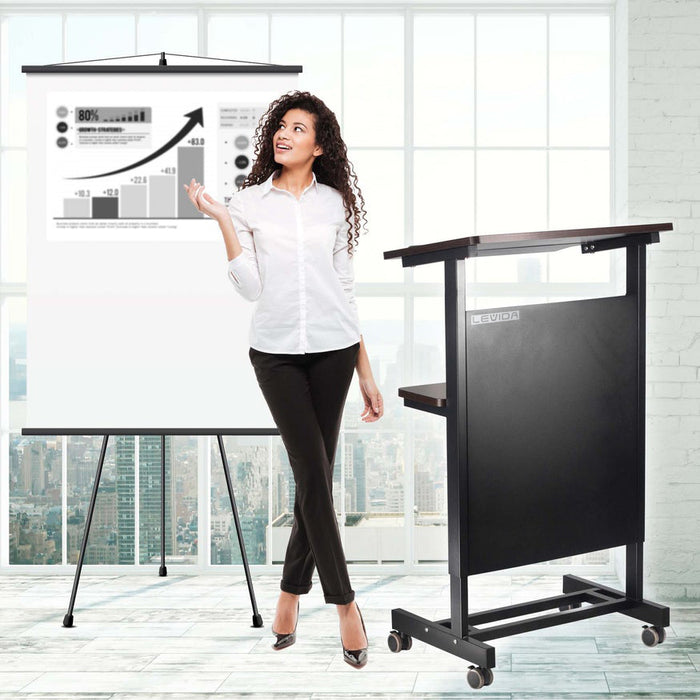 T7H - Levida Height Adjustable Mobile Rolling Lectern
