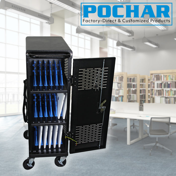 POCHAR-C18H-18-Device-Charging-Cart-Chromebook-Charging-Station-For-Classroom