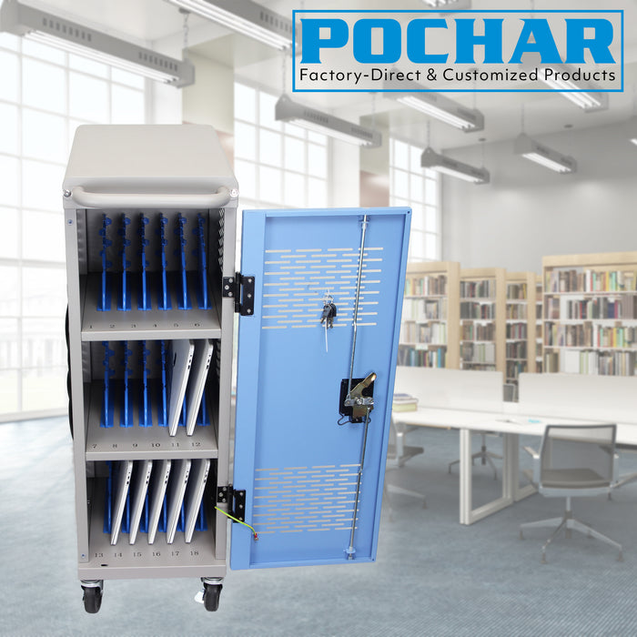 POCHAR-C18T-18-Device-Charging-Cart-Chromebook-Charging-Station-For-Classroom