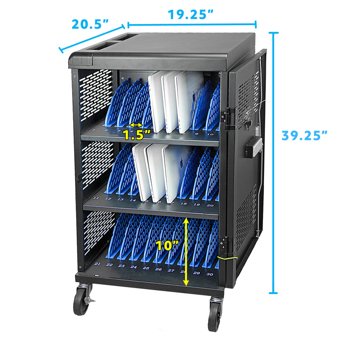 C30B-H - Fully Assembled 30-Unit Charging Cart with Electronic Keypad
