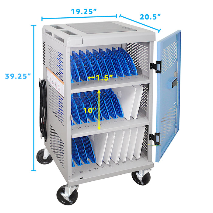 C30B-T - Fully Assembled 30-Unit Charging Cart with Electronic Keypad