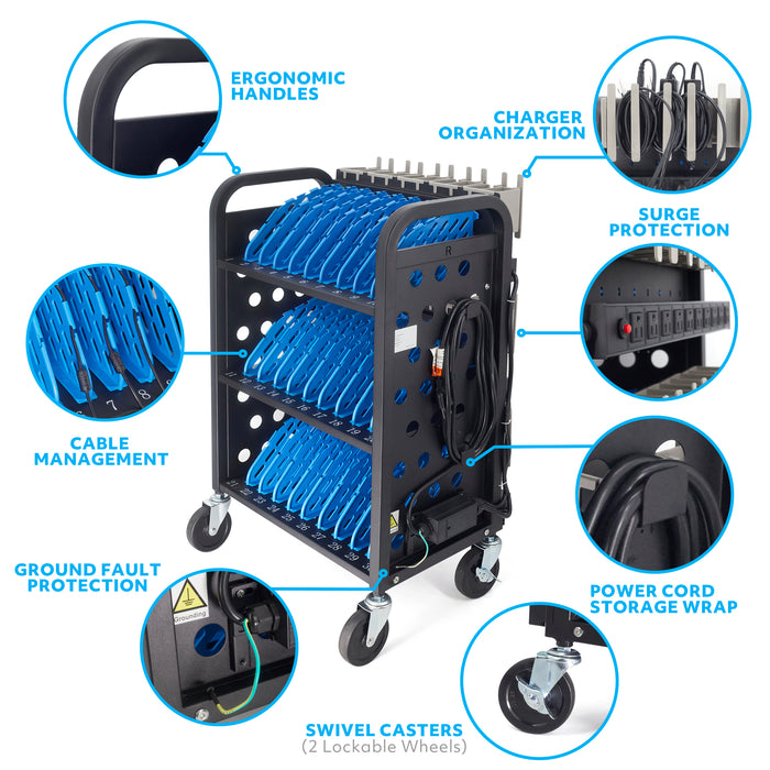 C30D-H - Open Charging Cart for 30 Chromebook