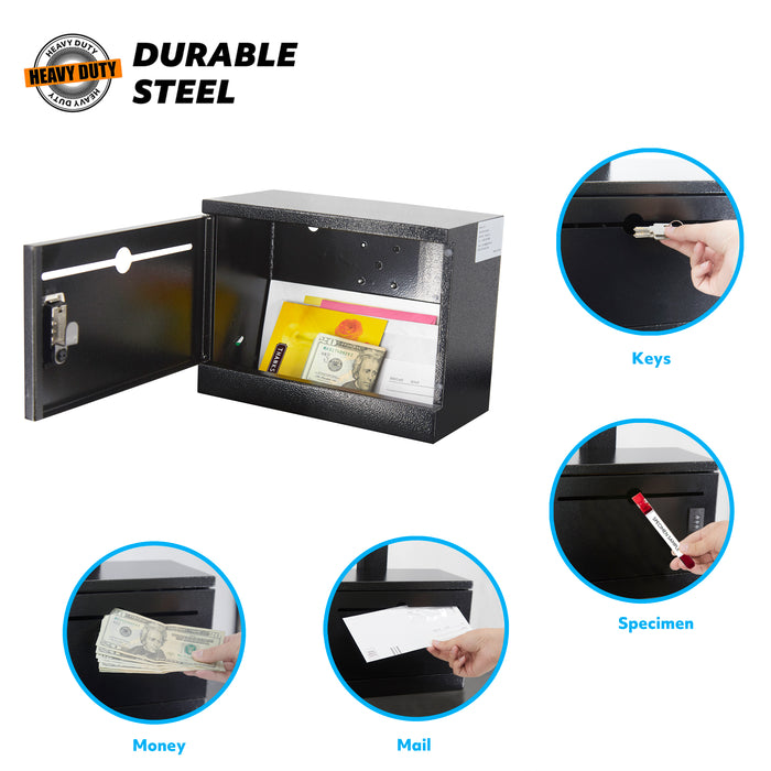 D22H - Over The Door Steel Drop Box with Combination Lock (Black)