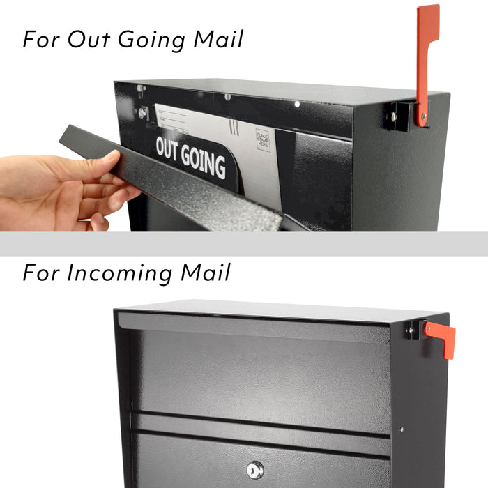 D03H - Rainproof Wall Mount Mailbox with Outgoing Mail Flag and Holder