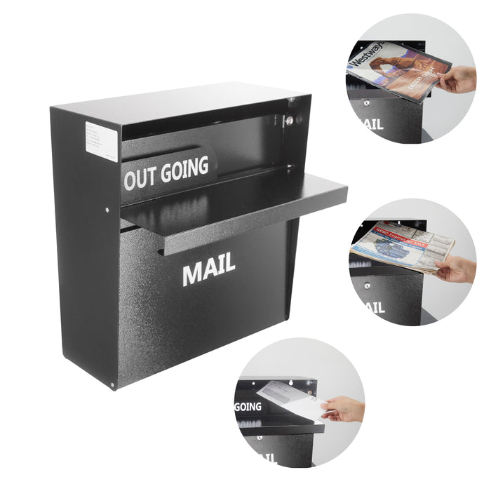 D03H - Rainproof Wall Mount Mailbox with Outgoing Mail Flag and Holder