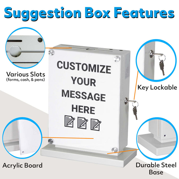 D7W - Steel Suggestion Box with Lock (Gray)