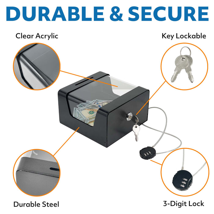 D8H - Steel Locking Tip Box with Combination Cable Lock