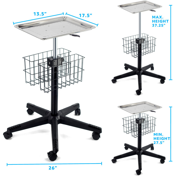 Q5T - Pneumatic Stainless Steel Tray Cart with Baskets