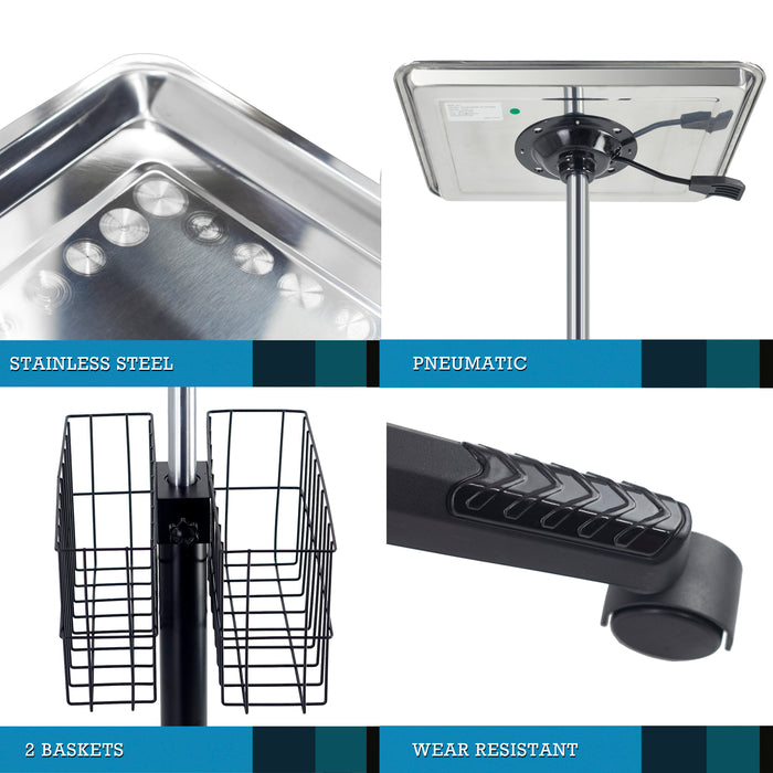 Q5T - Pneumatic Stainless Steel Tray Cart with Baskets