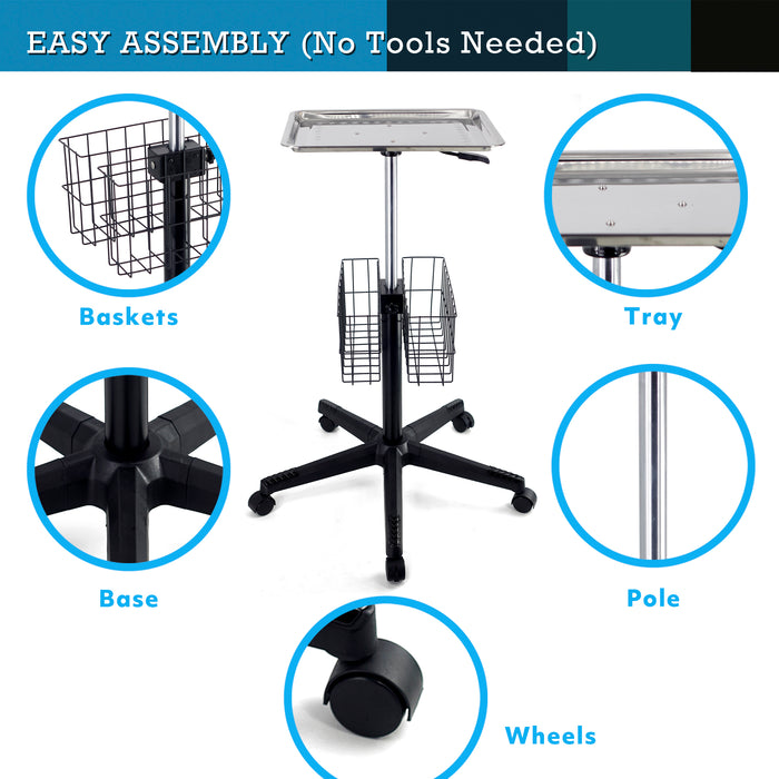 Q5T - Pneumatic Stainless Steel Tray Cart with Baskets