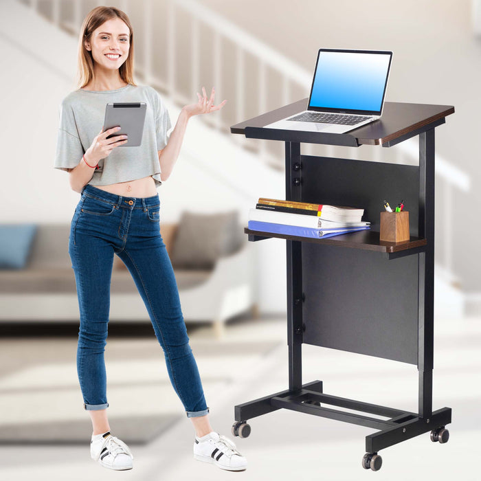POCHAR-T7H-Height-Adjustable-Mobile-Rolling-Podium-Lectern-for-Classroom-and-Church
