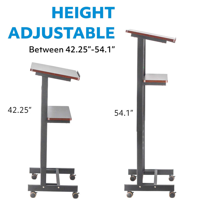 T7H - Levida Height Adjustable Mobile Rolling Lectern