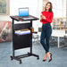 POCHAR-T7H-Height-Adjustable-Mobile-Rolling-Podium-Lectern-for-Classroom-and-Church