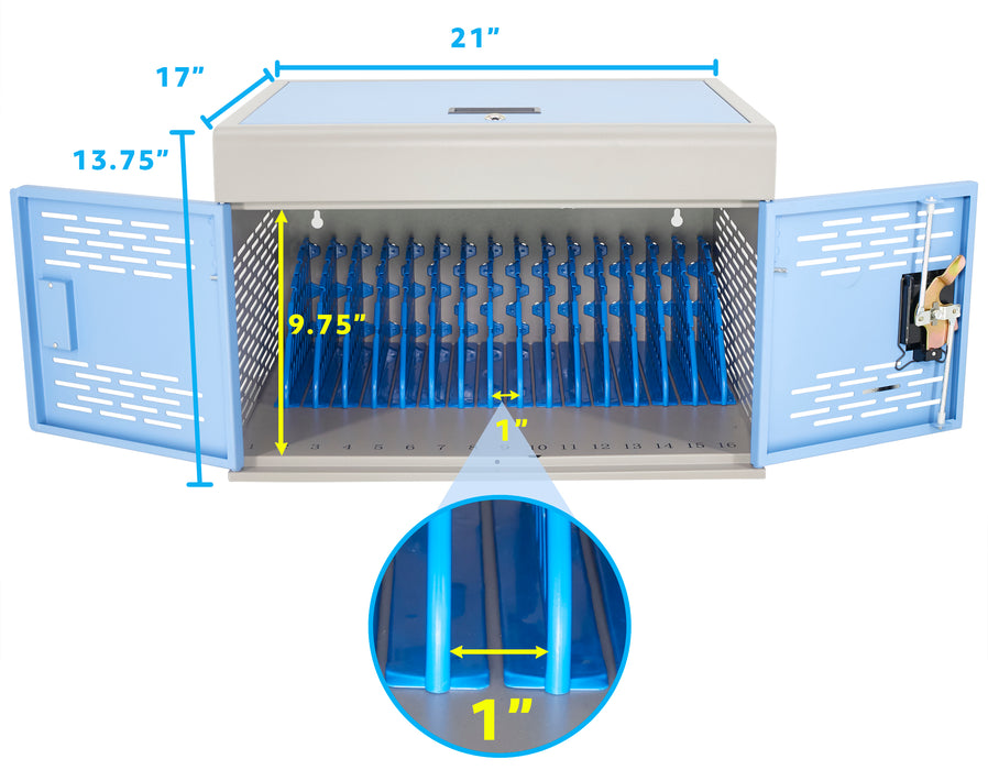 Y816ASB - Wall Mount 16-Unit Charging Cabinet