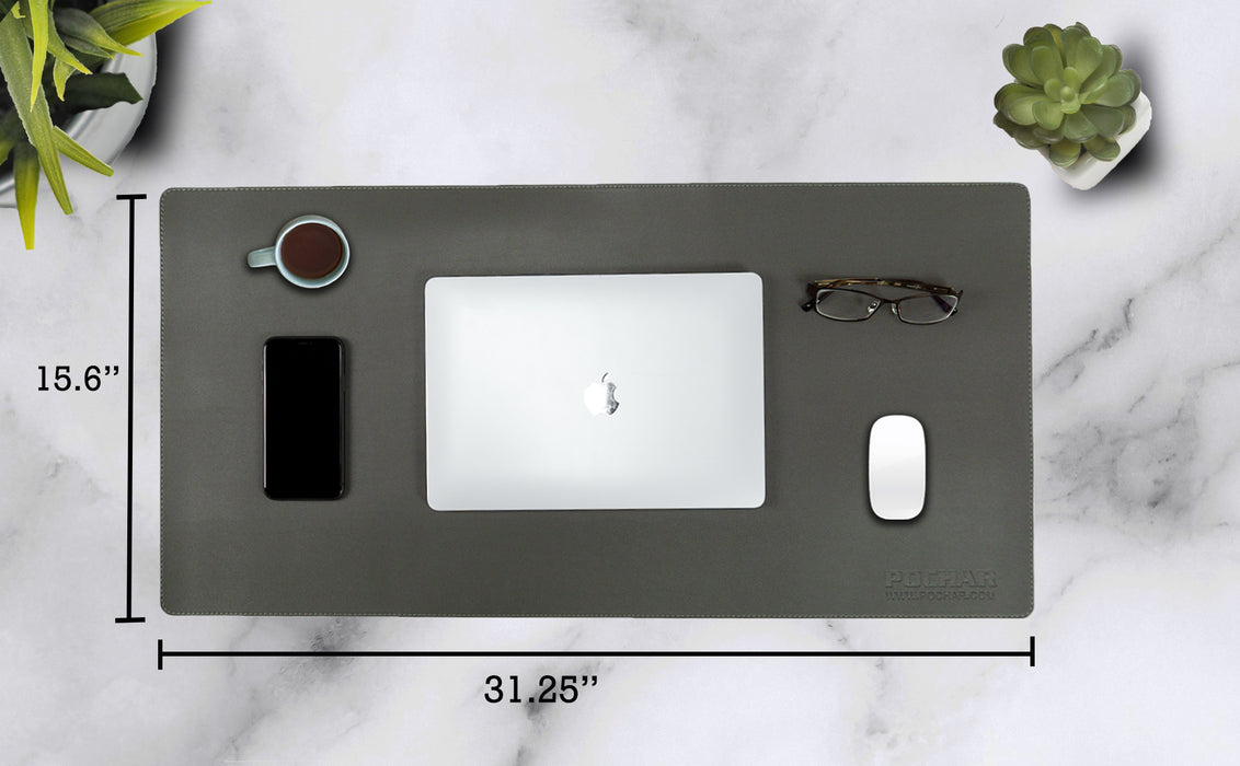 POCHAR-PD1-Gray-PU-Leather-Desk-Mat-Double-Sided-Large-Desk-Blotter